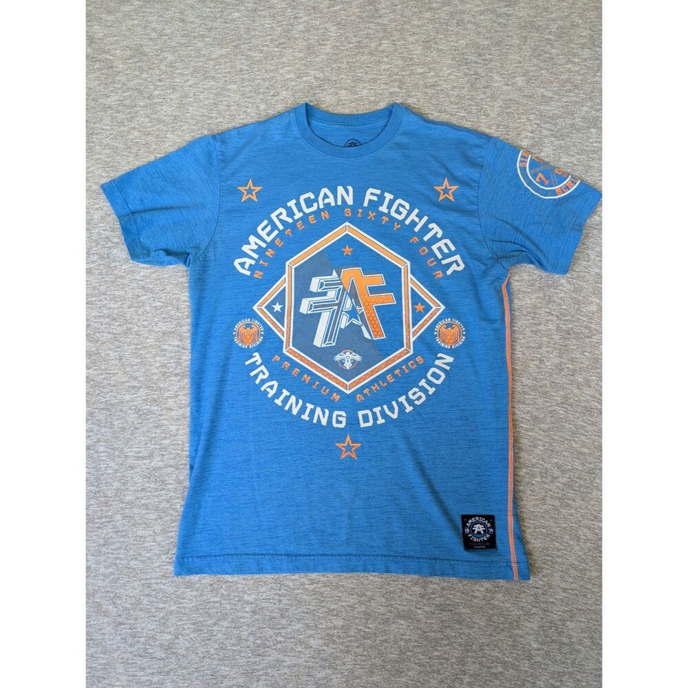 American Fighter Shirt Mens Large Blue Short Sleeve Graphic Crew Neck Tee